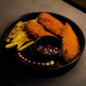 Crispy Chicken Strips Served With French Fries